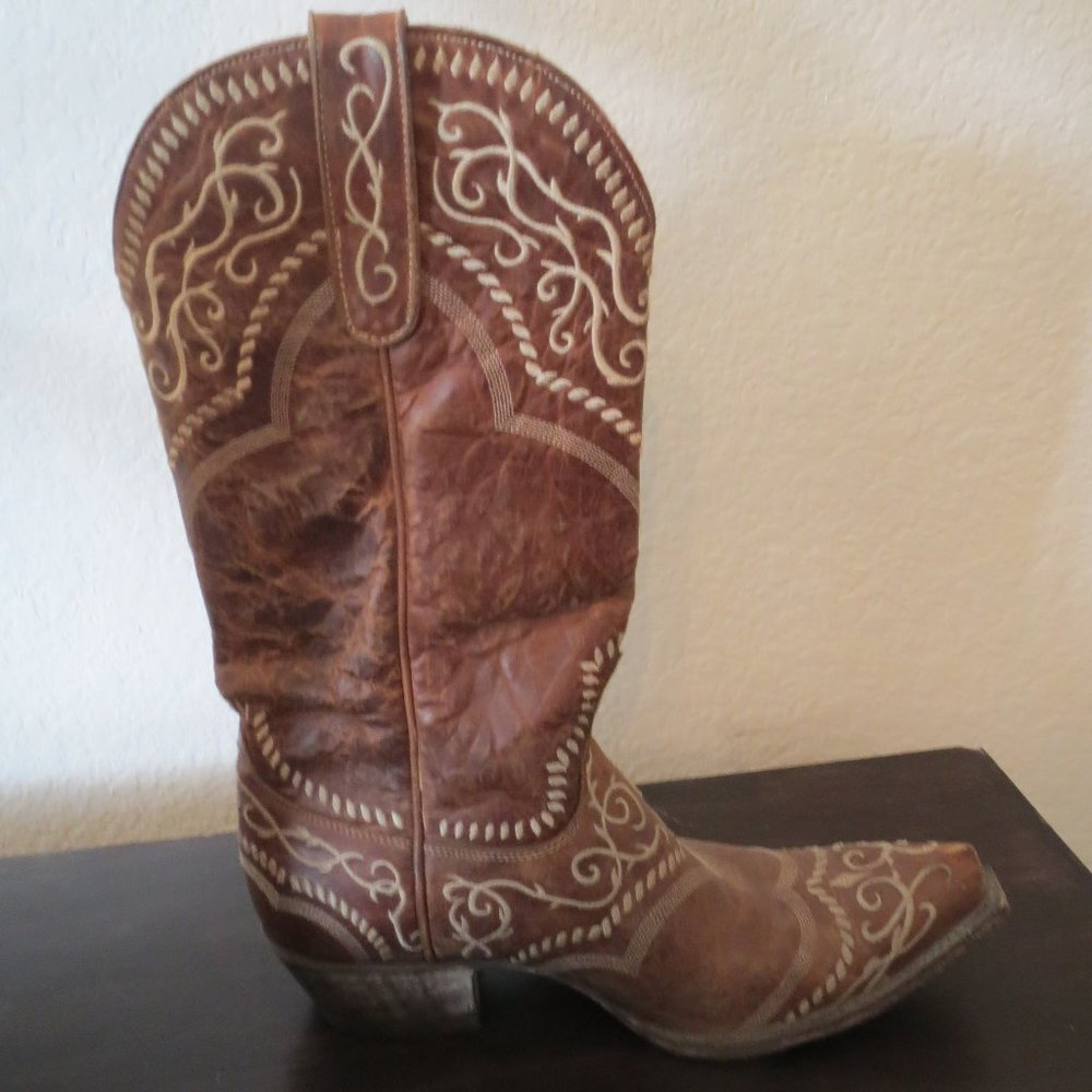 Old Gringo Chic Cowboy BOOTS Detailed Heeled Square Tip 9B